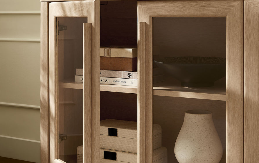 Linnea 4-Door Sideboard Storage Display Cabinet in Ash