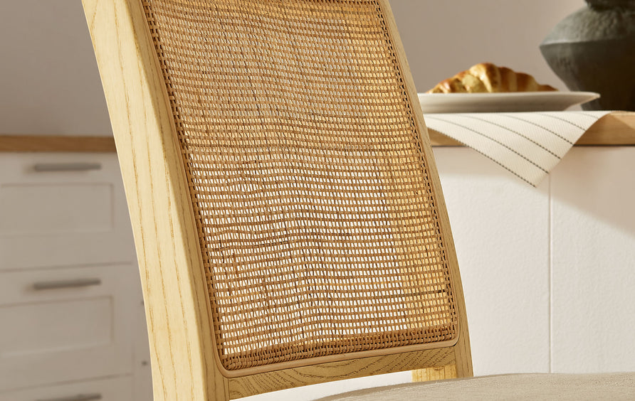 Yucca Wood and Rattan Counter Stool in Natural