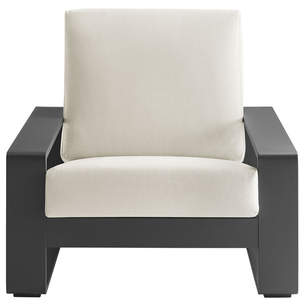 Bramble Outdoor Patio Aluminum Faux Wood Armchairs Set of 2 in Cream