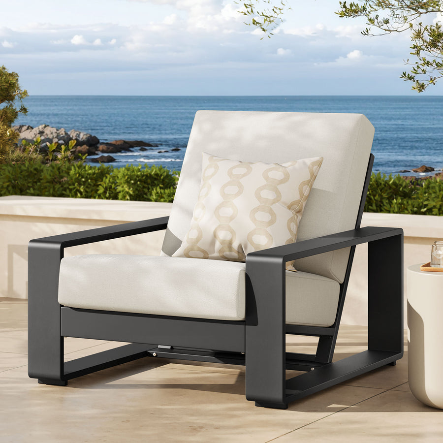 Bramble Outdoor Patio Aluminum Armchair in Cream Gray