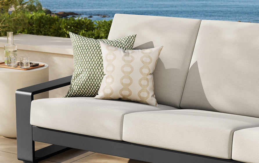Bramble Outdoor Patio Aluminum Sofa in Cream Gray