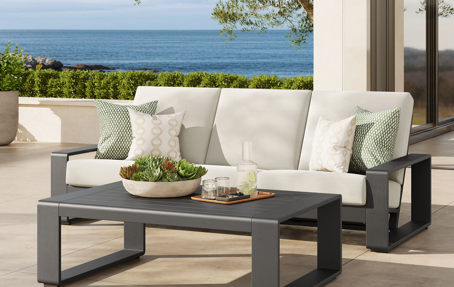Bramble 2-Piece Outdoor Patio Aluminum Furniture Set in Cream Gray