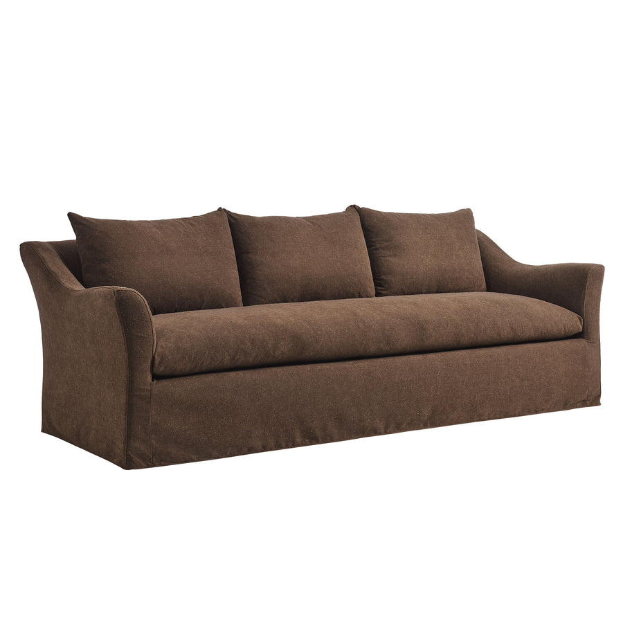 Malbec 92" Linen Blend Slipcovered Sofa in Cocoa