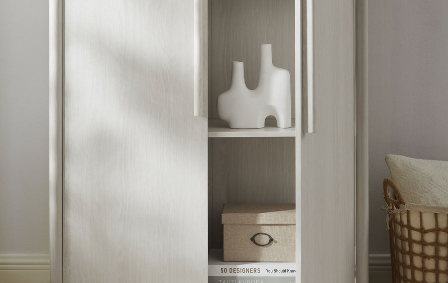 Bamboo Tall Arched Storage Cabinet in Ash