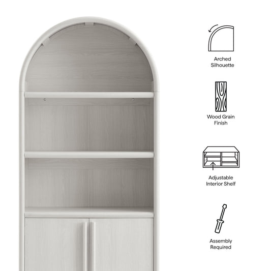 Bellamy Tall Arched Display Cabinet Bookcase by Furniture For America