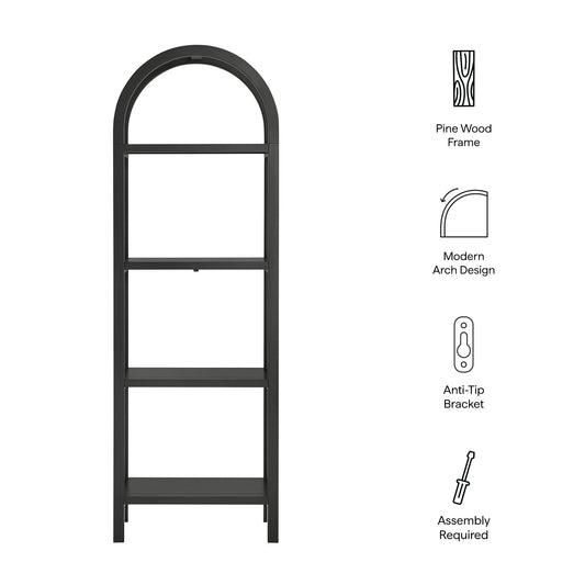 Vexley 72 Inch Tall Narrow Arched Bookshelf by Furniture For America
