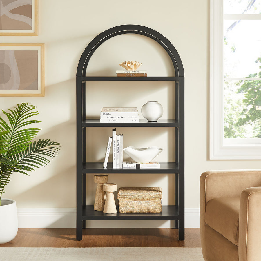 Sercial 60 Inch Arched Bookshelf in Black