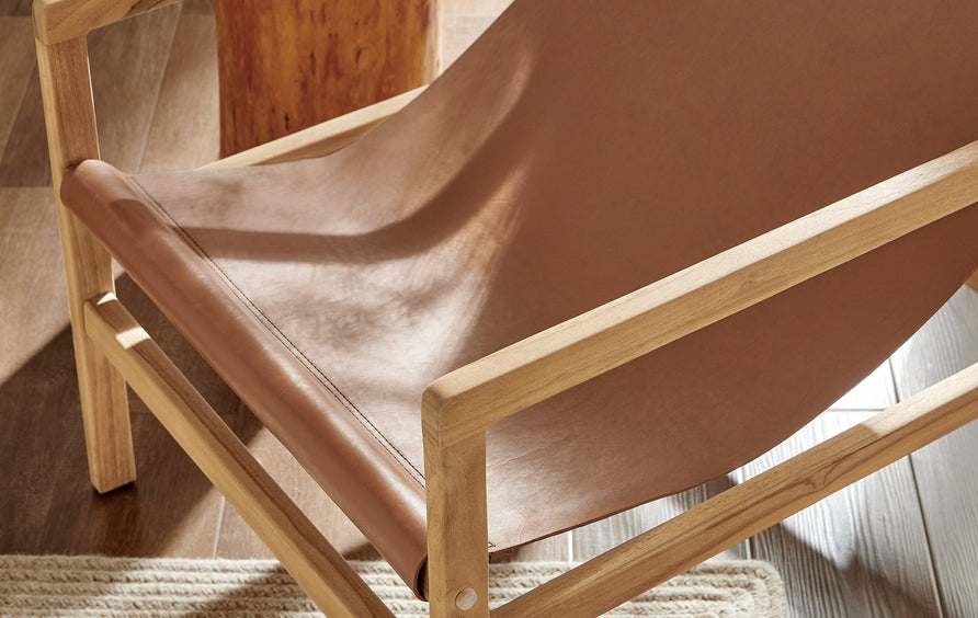Riesling Leather Sling Chair in Chestnut Tan