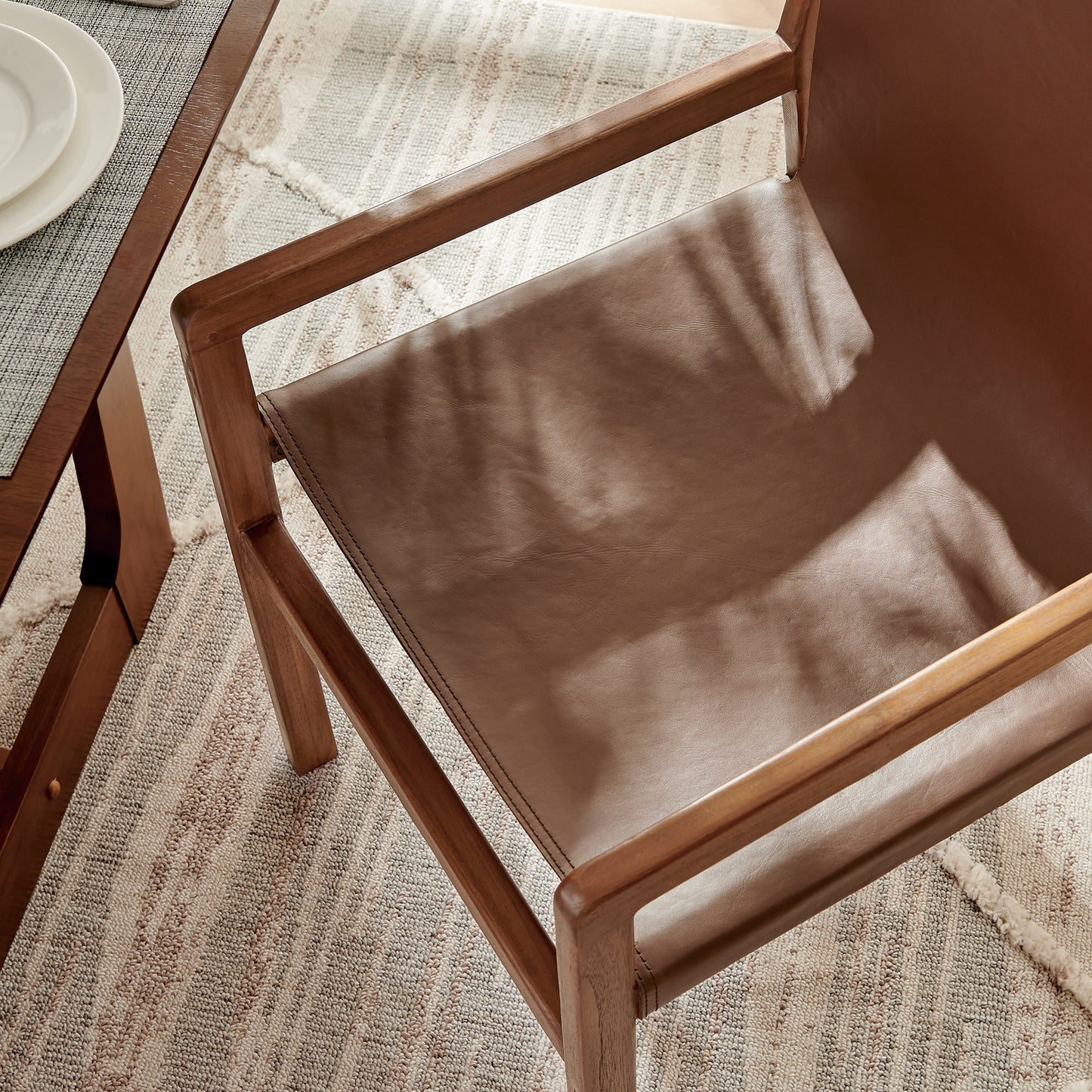 Riesling Leather Dining Chair in Nutmeg Brown