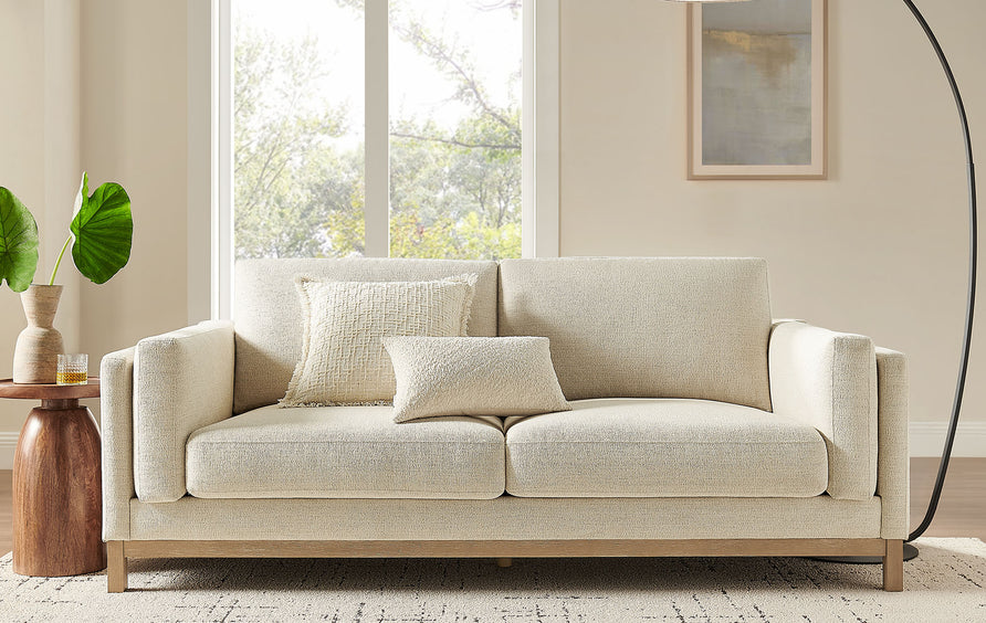 Fern 81 inch Fabric Sofa in Ivory