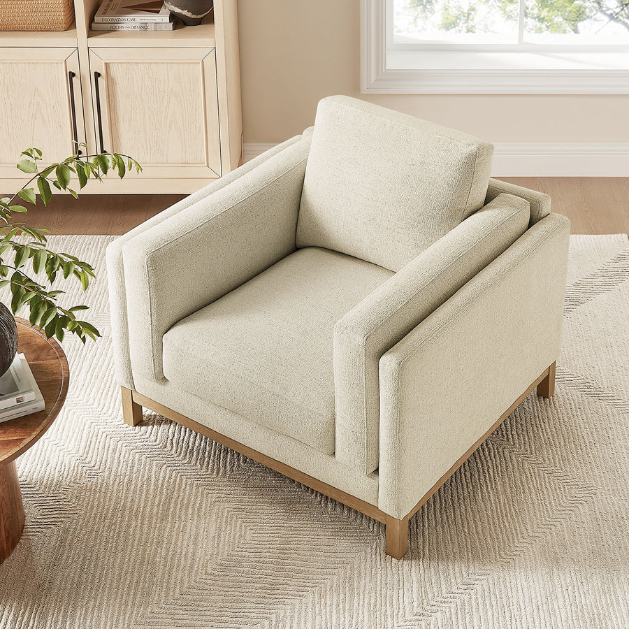 Fern Fabric Armchair in Ivory