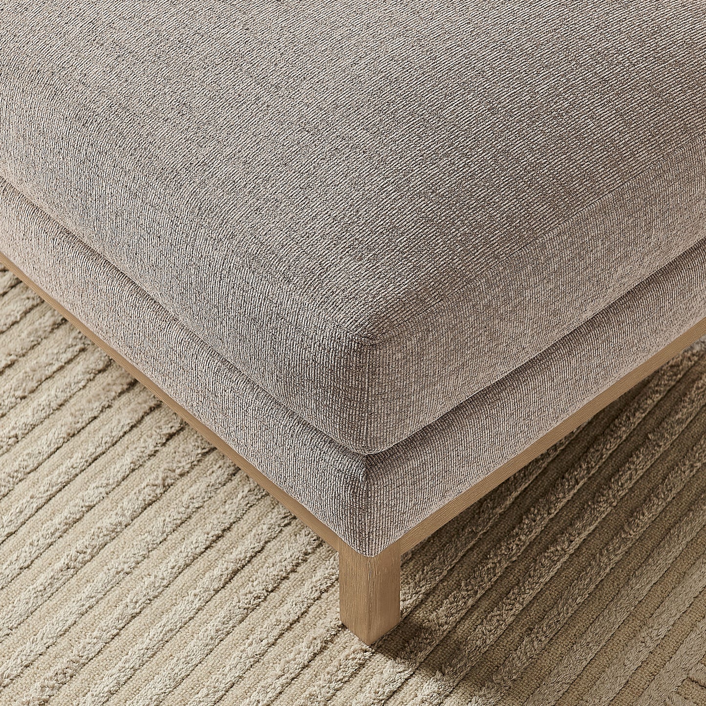 Fern Fabric Ottoman in Pewter