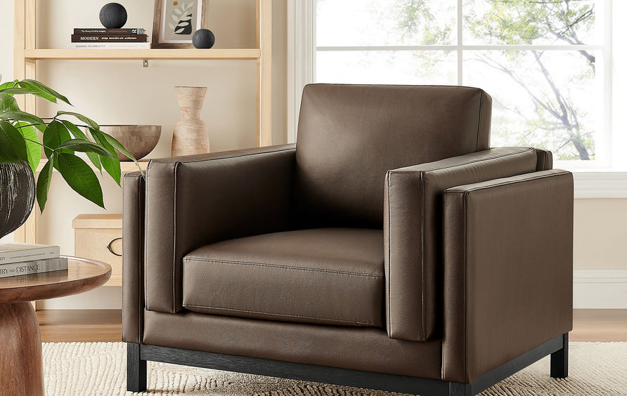 Fern Vegan Leather Armchair in Espresso