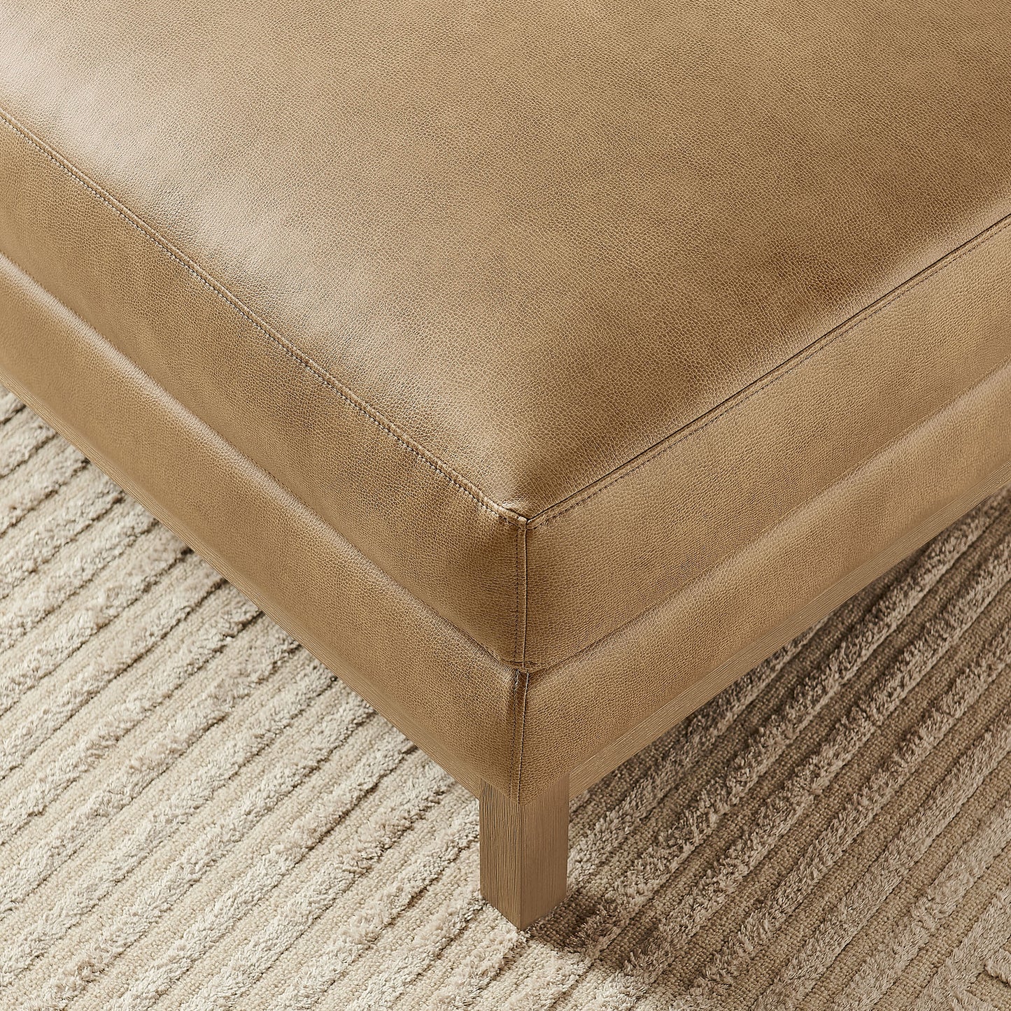 Fern Vegan Leather Ottoman in Toast