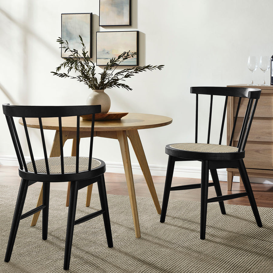 Peratallada Curved Spindle Back Dining Chairs Set of 2 in Black