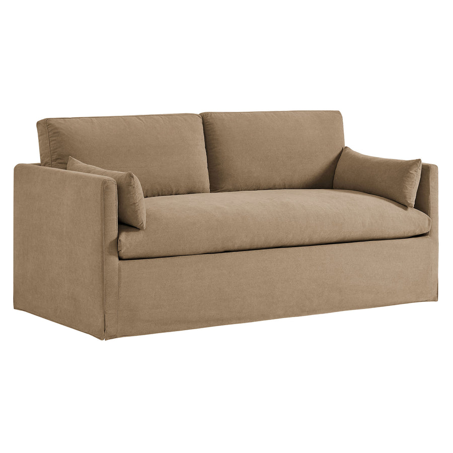 Boal Slipcovered Linen-Blend Loveseat in Almond