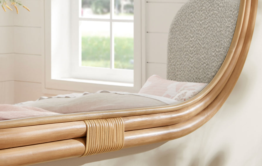 Ezra Oval Rattan Wall Mirror in Natural