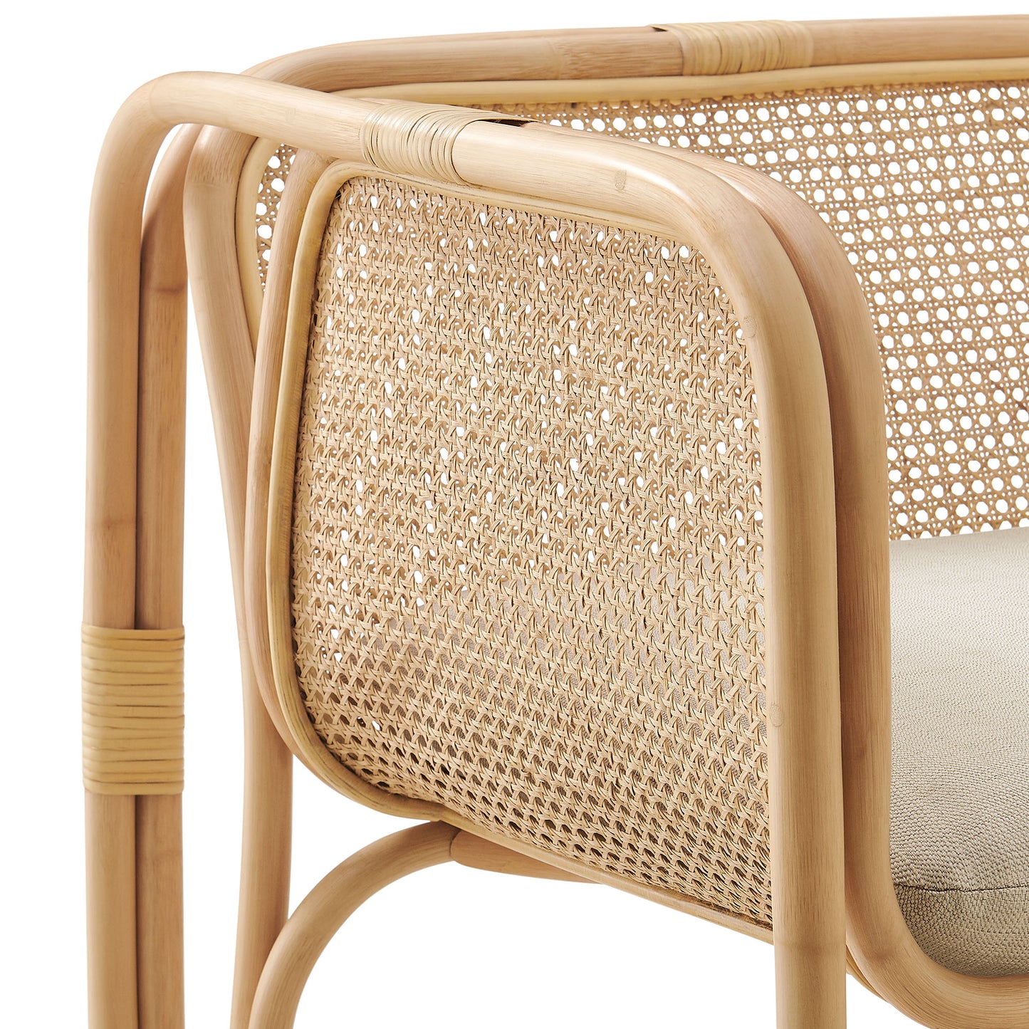 Sylvie Natural Rattan Accent Armchair in Natural