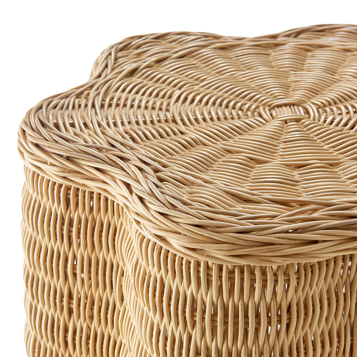 Cosima Scalloped Natural Rattan Side Table in Natural