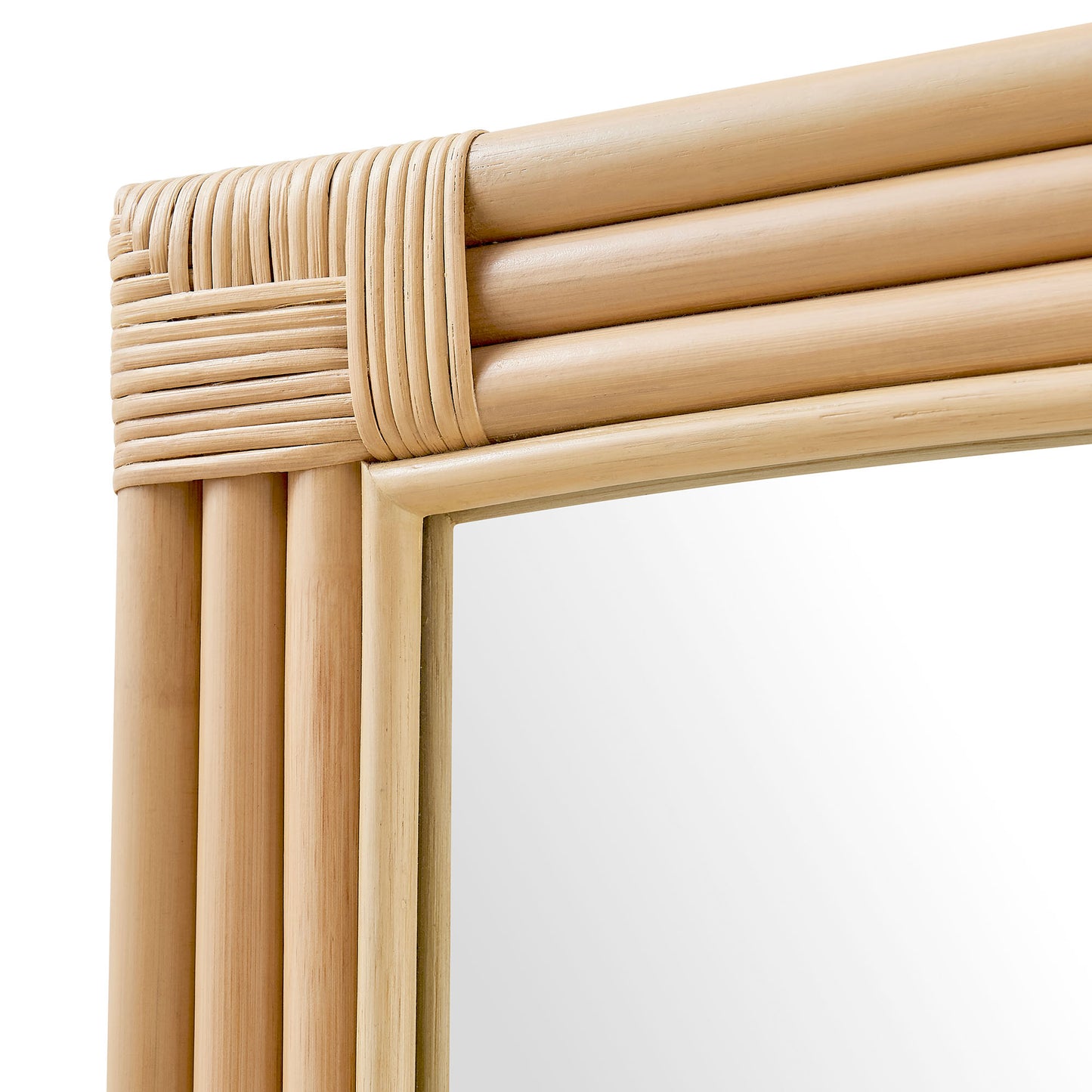 Ezra Curved Rectangle Rattan Wall Mirror in Natural