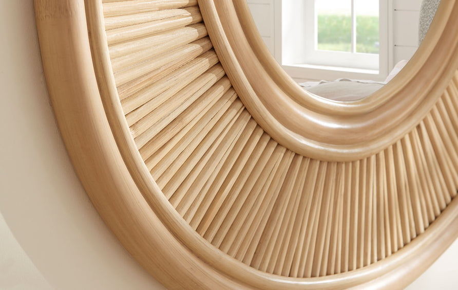 Odense Oval Rattan Wall Mirror in Natural