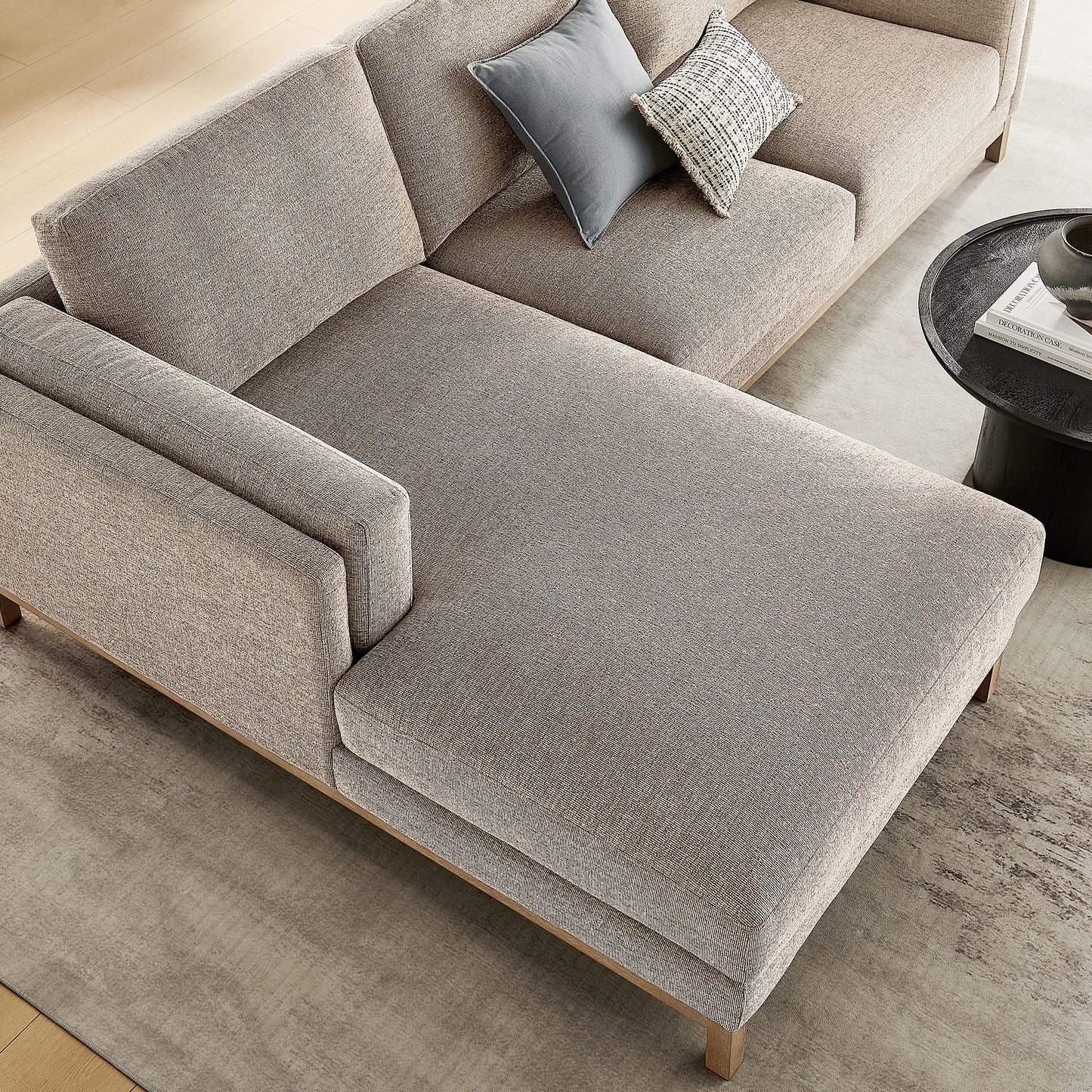 Fern Left-Facing Fabric Sectional Sofa with Chaise in Pewter