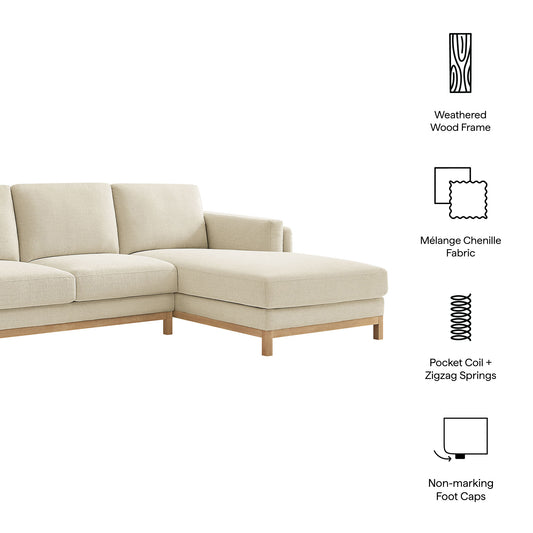 Roscoe Right-Facing Fabric Sectional Sofa with Chaise by Furniture for America