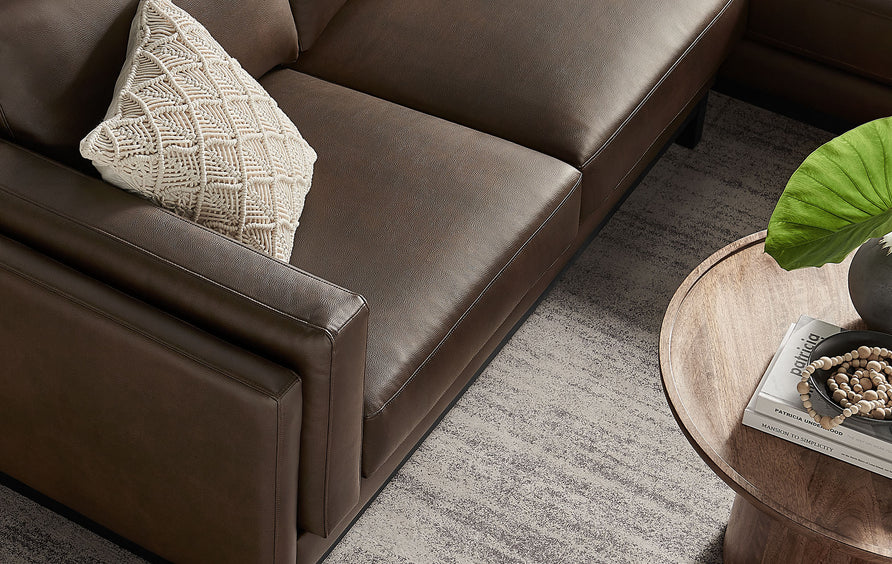 Fern Right-Facing Vegan Leather Sectional Sofa with Chaise in Espresso