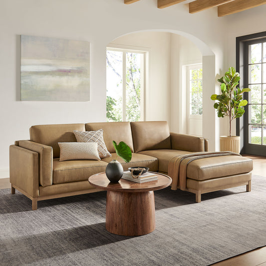 Roscoe Right-Facing Vegan Leather Sectional Sofa with Chaise by Furniture for America