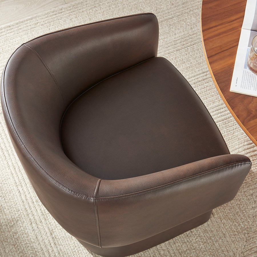Halle Barrel Back Vegan Leather Dining Chair in Espresso