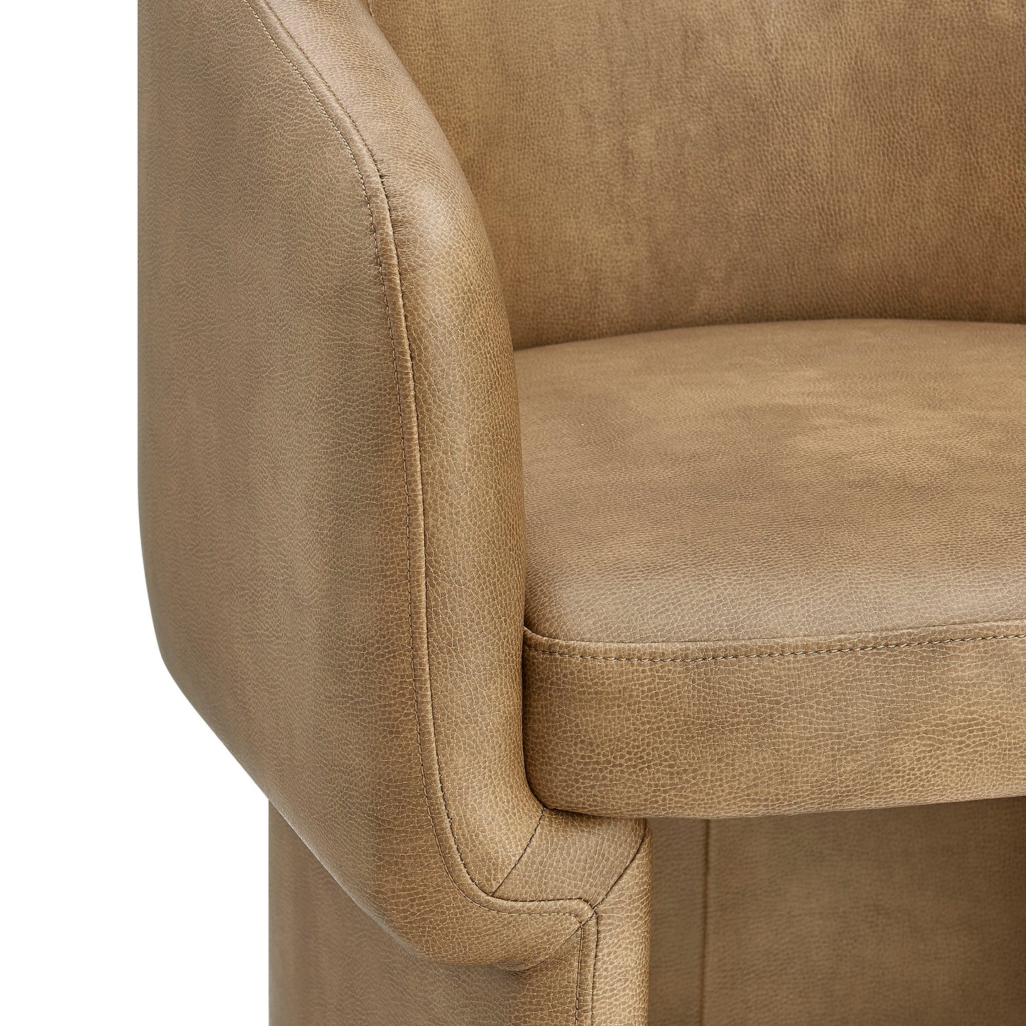 Halle Barrel Back Vegan Leather Dining Chair in Toast