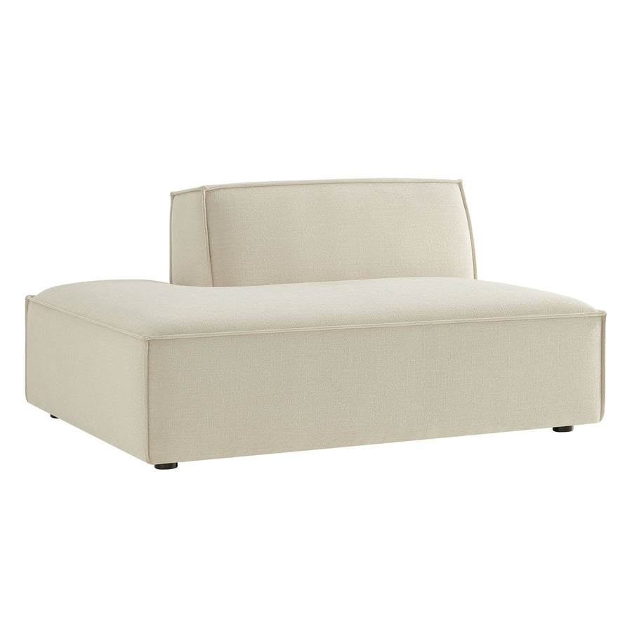Atlas Performance Fabric Upholstered Left-Facing Armless Modular Chaise in Ecru