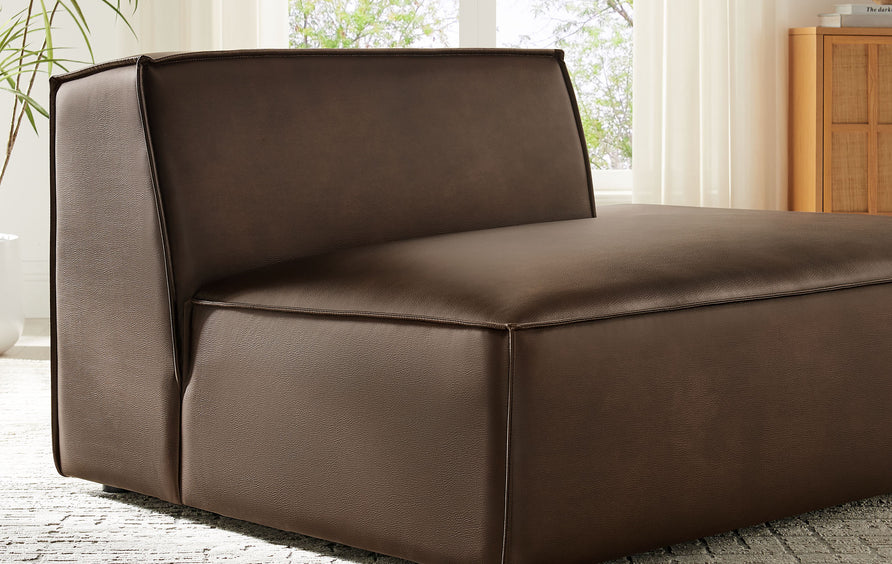 Atlas Vegan Leather Right-Facing Armless Modular Chaise in Espresso