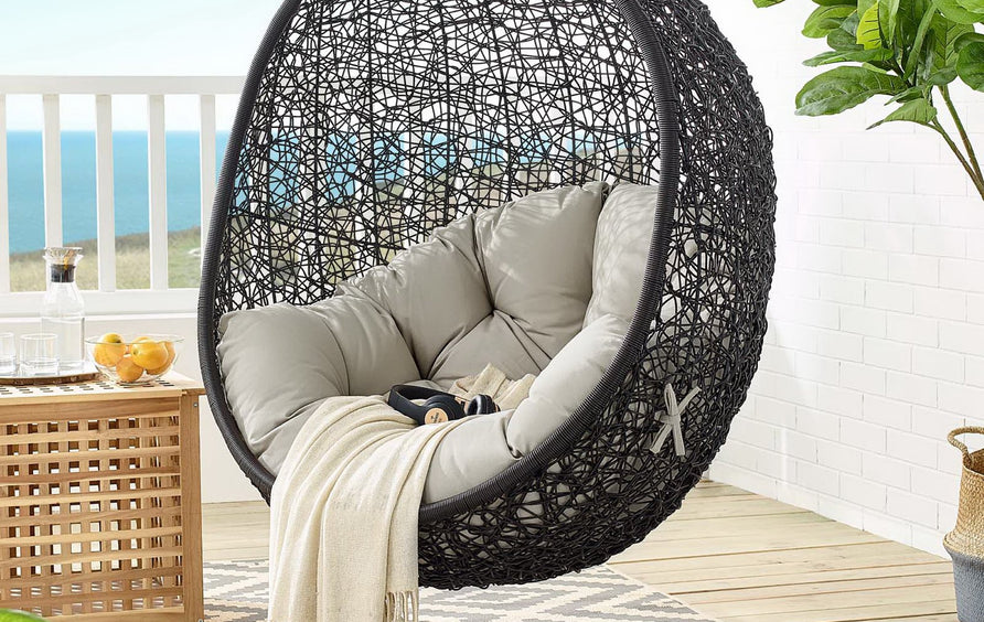Luna Swing Outdoor Patio Lounge Chair in Beige