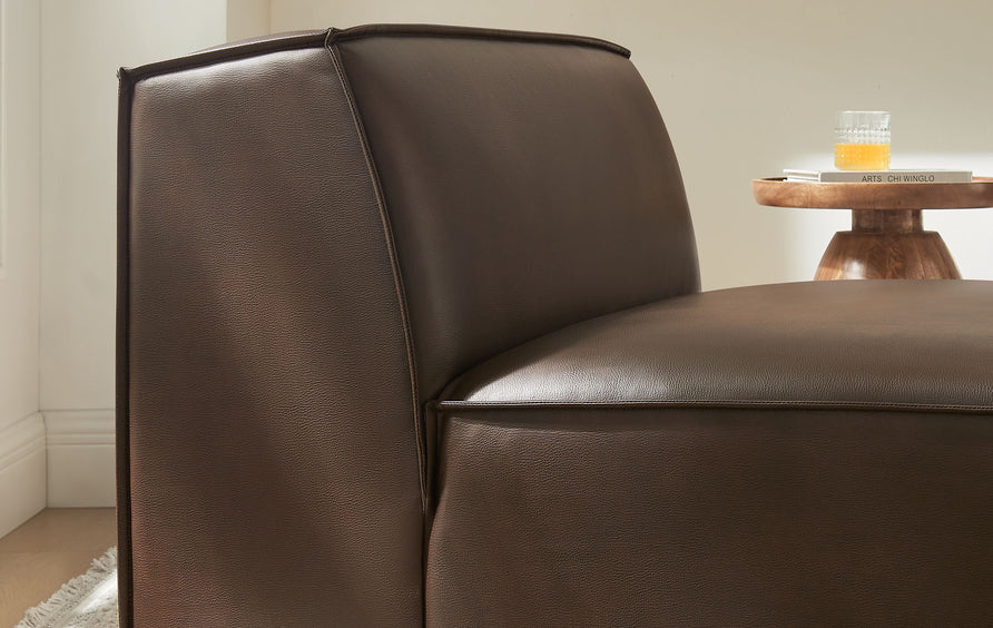 Atlas Vegan Leather Armless Modular Chair in Espresso