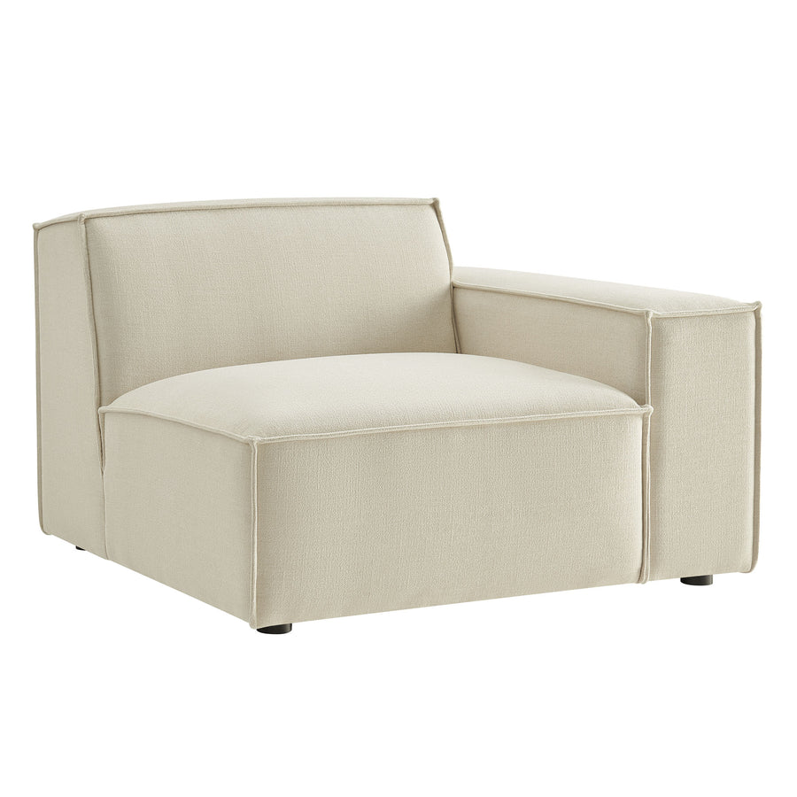 Atlas Performance Fabric Upholstered Right-Facing Modular Lounge Chair in Ecru