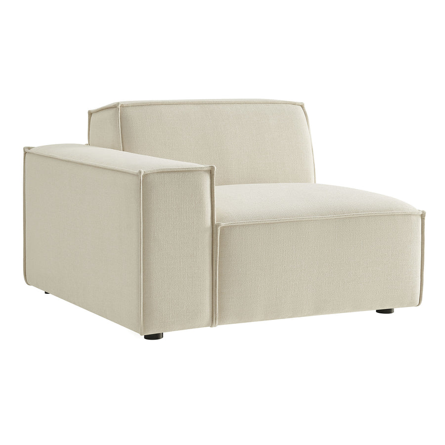 Atlas Performance Fabric Upholstered Left-Facing Modular Lounge Chair in Ecru