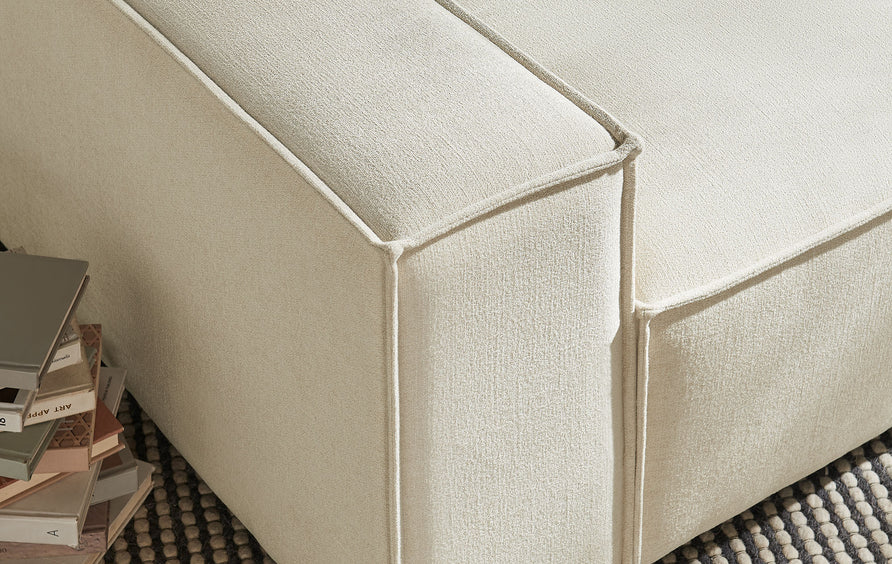 Atlas Performance Fabric Upholstered Left-Facing Modular Lounge Chair in Ecru