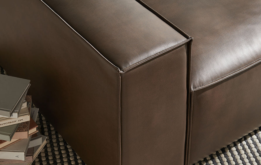 Atlas Vegan Leather Left-Facing Modular Lounge Chair in Espresso