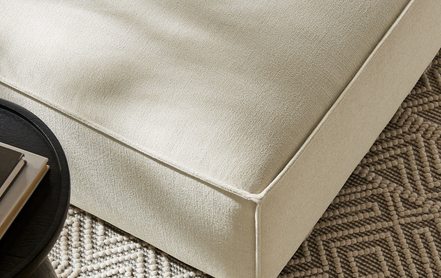 Atlas Performance Fabric Upholstered Modular Ottoman in Ecru