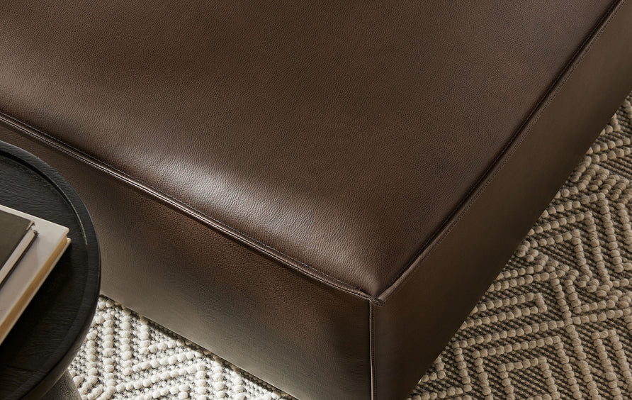 Atlas Vegan Leather Modular Ottoman in Espresso