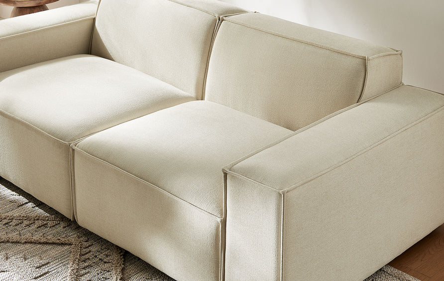 Atlas 2-Piece Performance Fabric Upholstered Modular Loveseat in Ecru