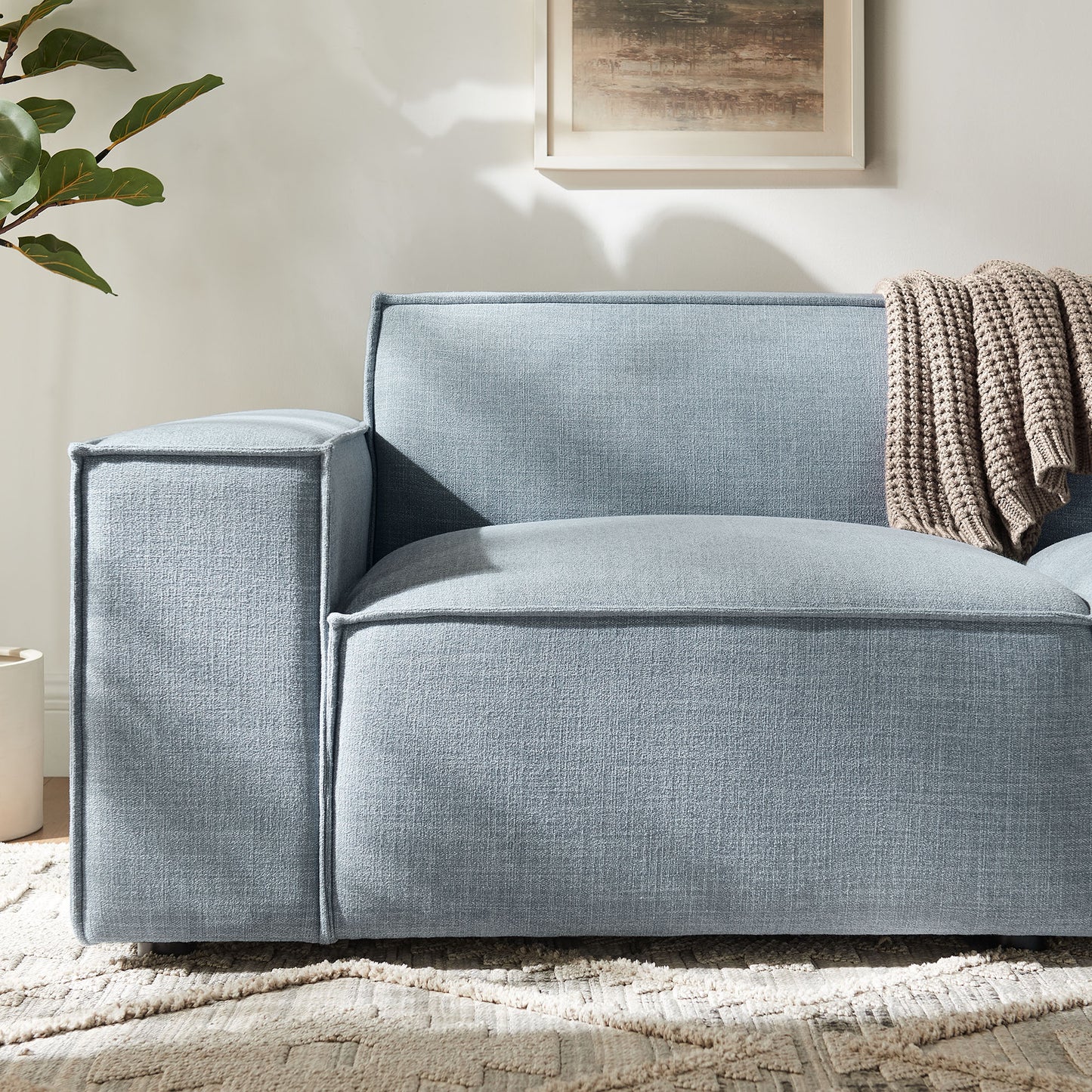 Atlas 2-Piece Performance Fabric Upholstered Modular Loveseat in Sky Blue
