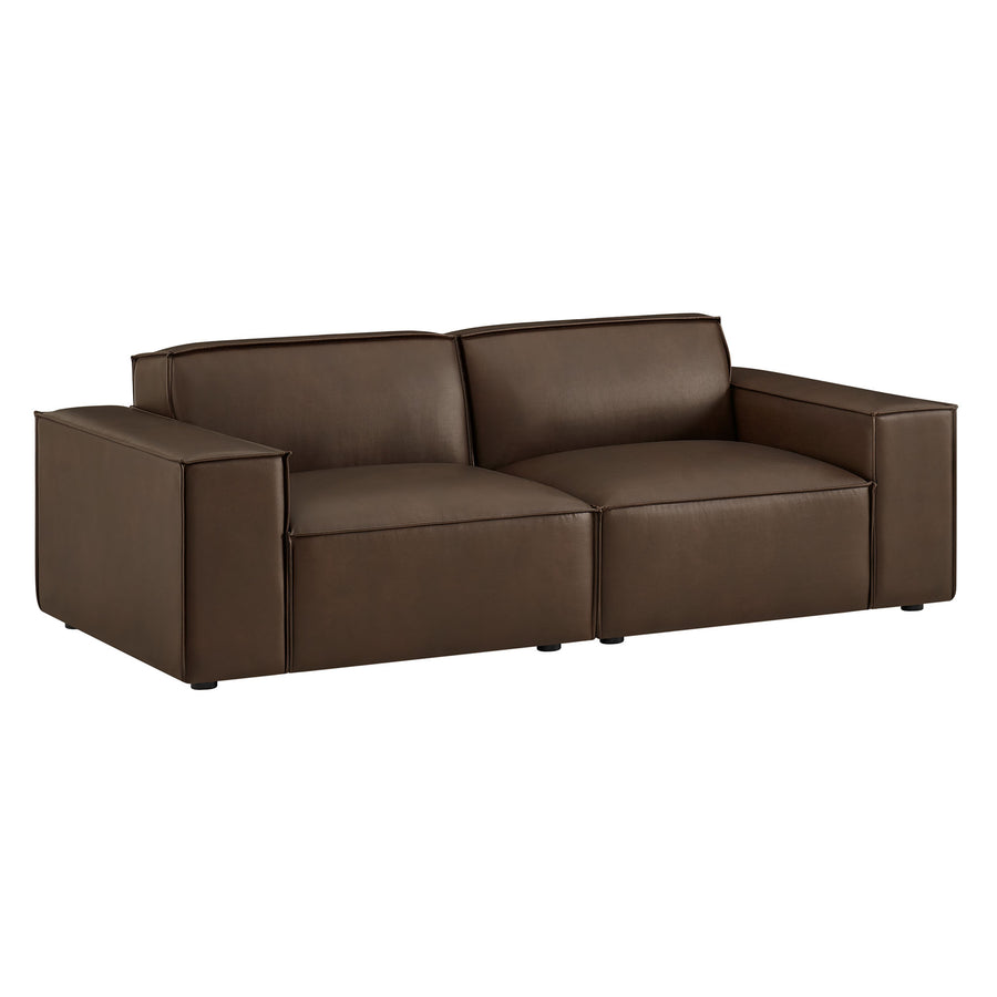 Atlas 2-Piece Vegan Leather Modular Loveseat in Espresso