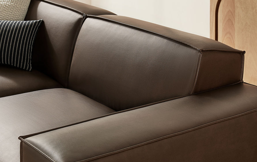 Atlas 3-Piece Vegan Leather Modular Loveseat with Ottoman in Espresso