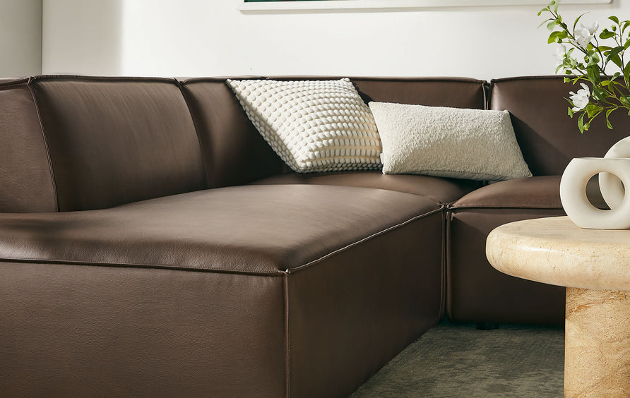 Atlas 6-Piece Vegan Leather U-Shaped Armless Sectional Sofa in Espresso
