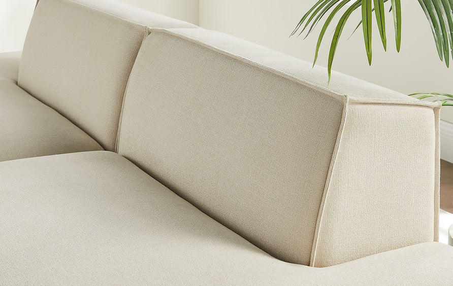Atlas 2-Piece Performance Fabric Upholstered Modular Loveseat in Ecru