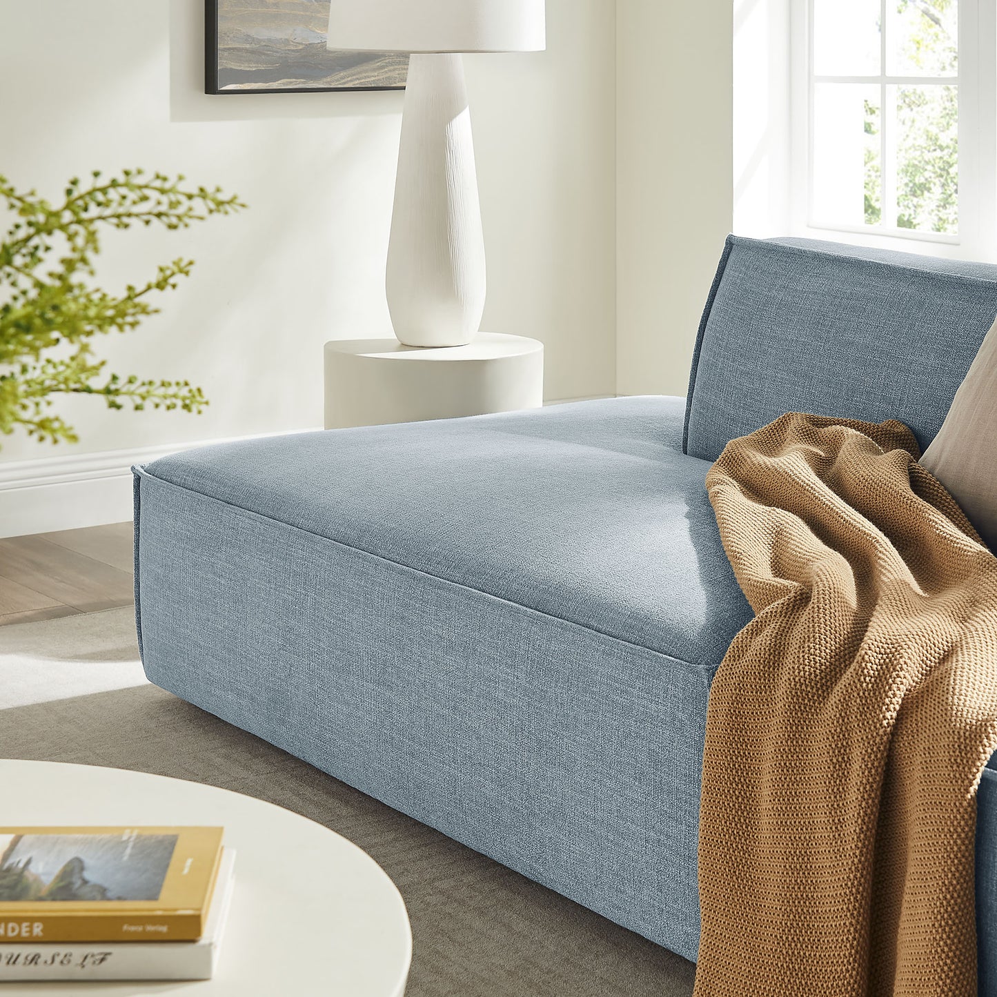 Atlas 2-Piece Performance Fabric Upholstered Modular Loveseat in Sky