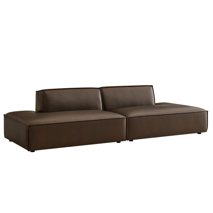 Atlas 2-Piece Vegan Leather Modular Loveseat in Espresso