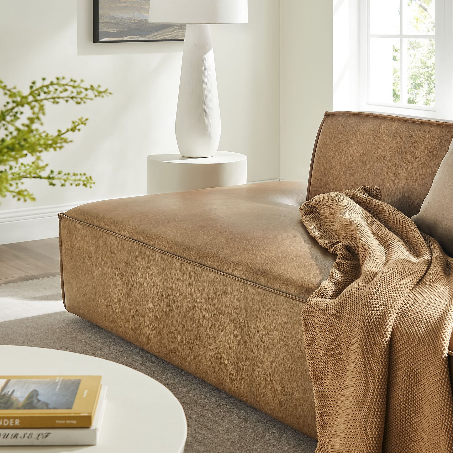 Atlas 2-Piece Vegan Leather Modular Loveseat in Toast